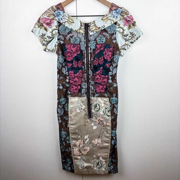 Anthropologie Beguile Byron Lars Lasercut Tapestry Pieced Brocade Dress Floral 2 - Picture 2 of 6